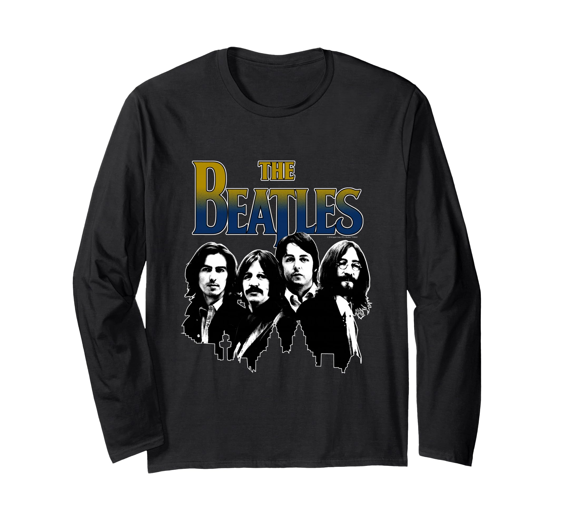 The Beatles Black and White Skyline Long Sleeve T-Shirt